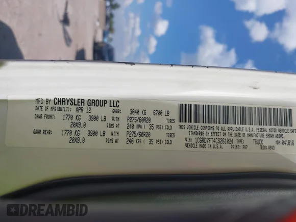 ✅ 2012 Ram 1500 ST • VIN: 1C6RD7FT4CS261024 • Лот: 43375269. Опубліковано раніше на IAAI з пробігом 112 769 миль. Безкоштовний доступ до архіву аукціонних продажів зі США та докладний звіт про історію автомобіля на DreamBid. Зображення 9.