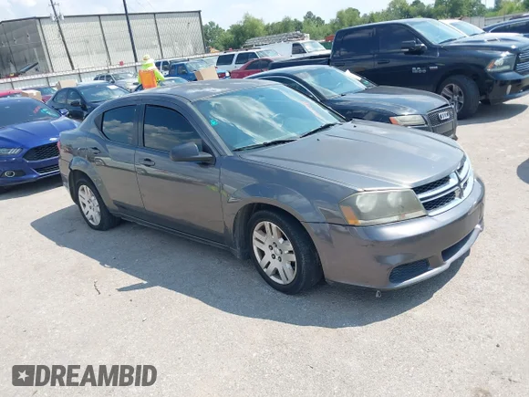 ✅ 2014 Dodge Avenger SE • VIN: 1C3CDZAB0EN188734 • Lot: 43232788. Listed on IAAI with 187,191 mi. Free auction sales archive from the USA and detailed vehicle history report at DreamBid. Image 1.