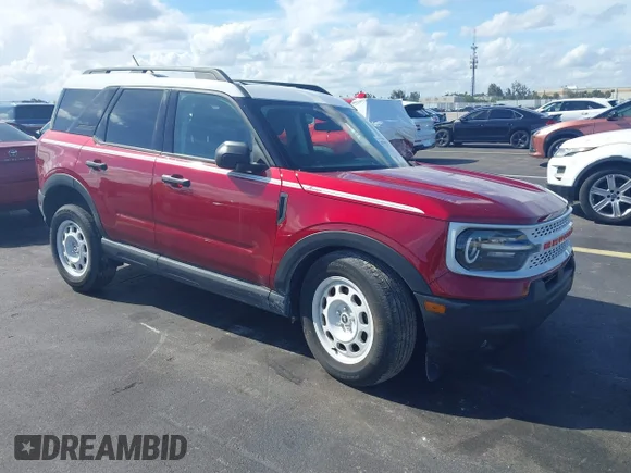 ✅ 2025 Ford Bronco Sport Heritage • VIN: 3FMCR9GN1SRE25184 • Lot: 44790578. Listed on IAAI with 15,149 mi. Free auction sales archive from the USA and detailed vehicle history report at DreamBid. Image 1.