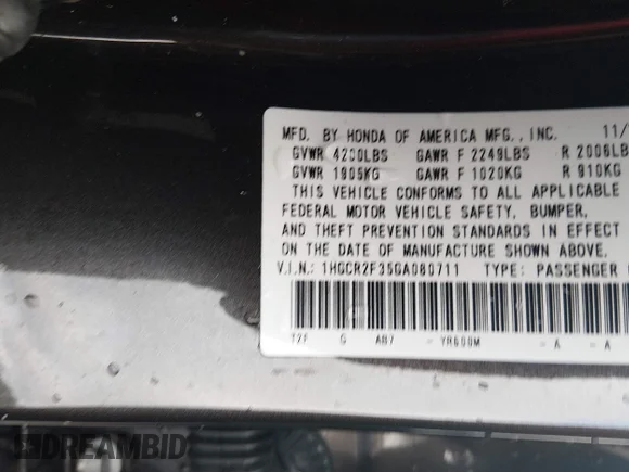 ✅ 2016 Honda Accord LX • VIN: 1HGCR2F35GA080711 • Lot: 44537857. Listed on IAAI with 211,909 mi. Free auction sales archive from the USA and detailed vehicle history report at DreamBid. Image 9.