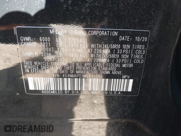 ✅ 2021 Subaru Ascent Limited • VIN: 4S4WMAPD1M3417592 • Лот: 43521705. Опубліковано раніше на IAAI з пробігом 63 196 миль. Безкоштовний доступ до архіву аукціонних продажів зі США та докладний звіт про історію автомобіля на DreamBid. Зображення 9.