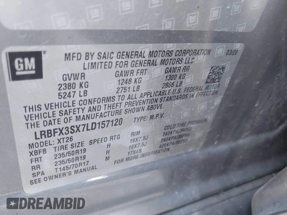 ✅ 2020 Buick Envision Premium • VIN: LRBFX3SX7LD157120 • Lot: 43960612. Wystawiony na IAAI z przebiegiem 89 104 mil. Bezpłatny archiwum sprzedaży aukcyjnych z USA i szczegółowy raport historii pojazdu na DreamBid. Zdjęcie 9.
