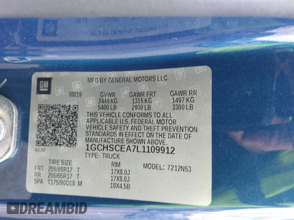 ✅ 2020 Chevrolet Colorado 2WD LT • VIN: 1GCHSCEA7L1109912 • Lot: 42506639. Wystawiony na IAAI z przebiegiem 82 131 mil. Bezpłatny archiwum sprzedaży aukcyjnych z USA i szczegółowy raport historii pojazdu na DreamBid. Zdjęcie 9.