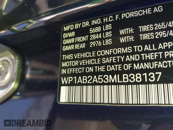 ✅ 2021 Porsche Macan S • VIN: WP1AB2A53MLB38137 • Lot: 41668798. Listed on IAAI with 109,652 mi. Free auction sales archive from the USA and detailed vehicle history report at DreamBid. Image 9.