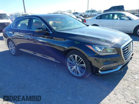 ✅ 2018 Genesis G80 3.8L • VIN: KMHGN4JE9JU249033 • Lot: 43468039. Listed on IAAI with 40,706 mi. Free auction sales archive from the USA and detailed vehicle history report at DreamBid. Image 1.