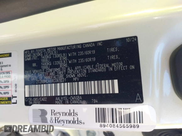 ✅ 2024 Lexus RX 350h • VIN: 2T2BBMCAXRC061031 • Лот: 41731453. Опубліковано раніше на IAAI з пробігом Не вказано. Безкоштовний доступ до архіву аукціонних продажів зі США та докладний звіт про історію автомобіля на DreamBid. Зображення 9.