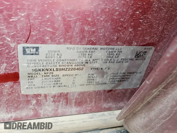 ✅ 2017 GMC Acadia Denali • VIN: 1GKKNXLS9HZ228462 • Лот: 46467196. Опубликован ранее на Copart с пробегом 149 429 миль. Бесплатный доступ к архиву аукционных продаж из США и подробный отчёт об истории автомобиля на DreamBid. Изображение 13.