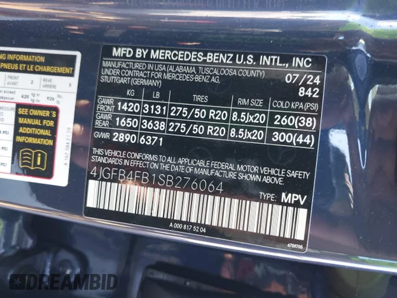 ✅ 2025 Mercedes-Benz GLE 350 • VIN: 4JGFB4FB1SB276064 • Лот: 42441213. Опубліковано раніше на IAAI з пробігом 8 179 миль. Безкоштовний доступ до архіву аукціонних продажів зі США та докладний звіт про історію автомобіля на DreamBid. Зображення 9.