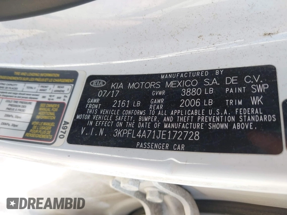 ✅ 2018 Kia Forte LX • VIN: 3KPFL4A71JE172728 • Lot: 43621738. Wystawiony na IAAI z przebiegiem 179 983 mil. Bezpłatny archiwum sprzedaży aukcyjnych z USA i szczegółowy raport historii pojazdu na DreamBid. Zdjęcie 9.