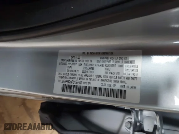 ✅ 2023 Mazda CX-5 S Carbon Edition • VIN: JM3KFBCM4P0199640 • Лот: 44878505. Опубликован ранее на IAAI с пробегом 34 703 миль. Бесплатный доступ к архиву аукционных продаж из США и подробный отчёт об истории автомобиля на DreamBid. Изображение 9.