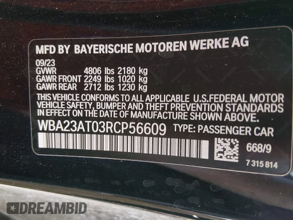 ✅ 2024 BMW 4 Series 430i • VIN: WBA23AT03RCP56609 • Лот: 44544007. Опубліковано раніше на IAAI з пробігом 54 197 миль. Безкоштовний доступ до архіву аукціонних продажів зі США та докладний звіт про історію автомобіля на DreamBid. Зображення 9.