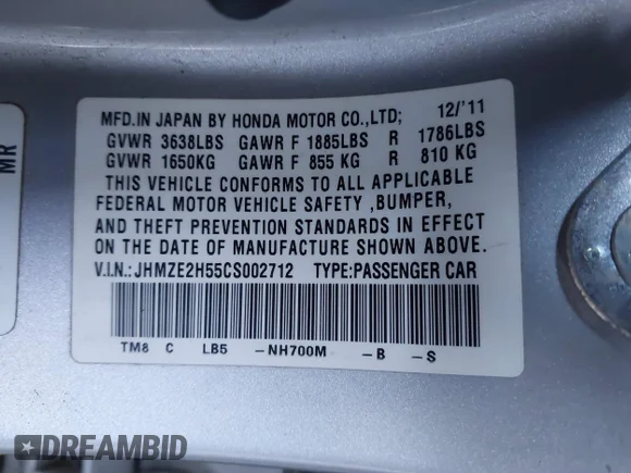 ✅ 2012 Honda Insight LX • VIN: JHMZE2H55CS002712 • Лот: 44566647. Опубліковано раніше на IAAI з пробігом 261 606 миль. Безкоштовний доступ до архіву аукціонних продажів зі США та докладний звіт про історію автомобіля на DreamBid. Зображення 9.