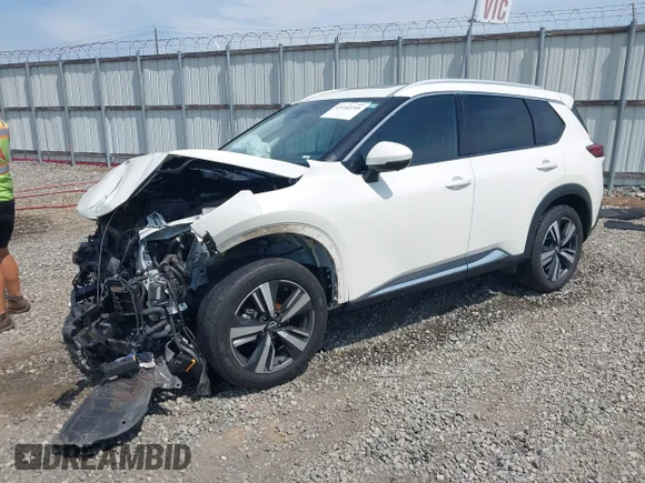 ✅ 2023 Nissan Rogue Platinum • VIN: JN8BT3DD2PW301864 • Lot: 45182209. Listed on IAAI with 98,104 mi. Free auction sales archive from the USA and detailed vehicle history report at DreamBid. Image 2.