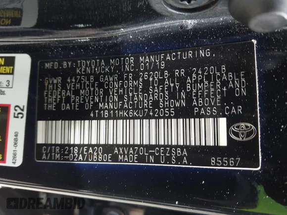 ✅ 2019 Toyota Camry SE • VIN: 4T1B11HK6KU742055 • Лот: 45215591. Опубліковано раніше на IAAI з пробігом 141 591 миль. Безкоштовний доступ до архіву аукціонних продажів зі США та докладний звіт про історію автомобіля на DreamBid. Зображення 9.