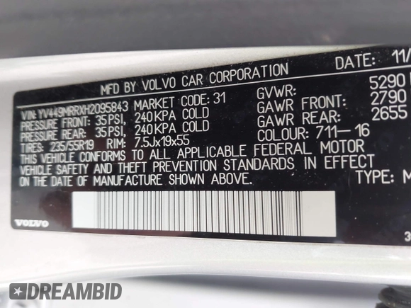 ✅ 2017 Volvo XC60 Dynamic • VIN: YV449MRRXH2095843 • Lot: 41977018. Wystawiony na IAAI z przebiegiem 91 851 mil. Bezpłatny archiwum sprzedaży aukcyjnych z USA i szczegółowy raport historii pojazdu na DreamBid. Zdjęcie 9.
