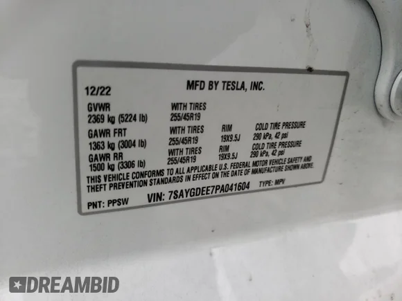 ✅ 2023 Tesla Model Y Long Range • VIN: 7SAYGDEE7PA041604 • Лот: 44960493. Опубліковано раніше на Copart з пробігом 8 848 миль. Безкоштовний доступ до архіву аукціонних продажів зі США та докладний звіт про історію автомобіля на DreamBid. Зображення 13.