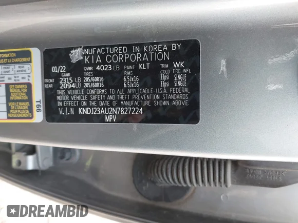 ✅ 2022 Kia Soul LX • VIN: KNDJ23AU2N7827224 • Lot: 44427172. Wystawiony na IAAI z przebiegiem 83 616 mil. Bezpłatny archiwum sprzedaży aukcyjnych z USA i szczegółowy raport historii pojazdu na DreamBid. Zdjęcie 9.