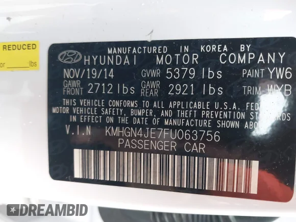 ✅ 2015 Hyundai Genesis 3.8L • VIN: KMHGN4JE7FU063756 • Lot: 45446527. Wystawiony na IAAI z przebiegiem 117 623 mil. Bezpłatny archiwum sprzedaży aukcyjnych z USA i szczegółowy raport historii pojazdu na DreamBid. Zdjęcie 9.