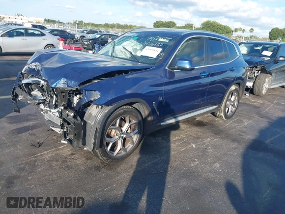 ✅ 2022 BMW X3 sDrive30i • VIN: 5UX43DP02N9L01828 • Lot: 43989844. Wystawiony na IAAI z przebiegiem 27 259 mil. Bezpłatny archiwum sprzedaży aukcyjnych z USA i szczegółowy raport historii pojazdu na DreamBid. Zdjęcie 2.