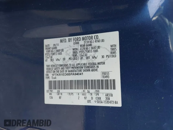 ✅ 2011 Ford Ranger XL • VIN: 1FTKR1ED6BPA94041 • Лот: 42711486. Опубліковано раніше на IAAI з пробігом 233 670 миль. Безкоштовний доступ до архіву аукціонних продажів зі США та докладний звіт про історію автомобіля на DreamBid. Зображення 9.