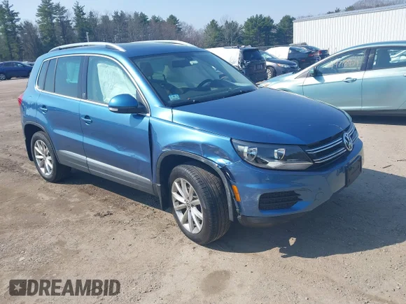 ✅ 2017 Volkswagen Tiguan Wolfsburg Edition • VIN: WVGSV7AX8HK037632 • Lot: 44834146. Listed on IAAI with 53,810 mi. Free auction sales archive from the USA and detailed vehicle history report at DreamBid. Image 1.