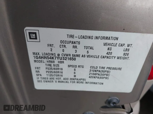 ✅ 2000 Buick LeSabre Limited • VIN: 1G4HR54K7YU321650 • Лот: 42295149. Опубліковано раніше на IAAI з пробігом 207 417 миль. Безкоштовний доступ до архіву аукціонних продажів зі США та докладний звіт про історію автомобіля на DreamBid. Зображення 9.