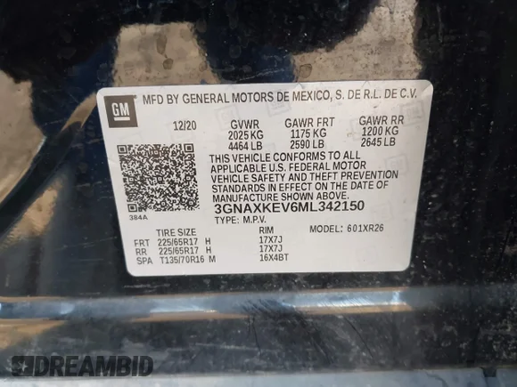 ✅ 2021 Chevrolet Equinox LT • VIN: 3GNAXKEV6ML342150 • Lot: 44320937. Wystawiony na IAAI z przebiegiem 90 054 mil. Bezpłatny archiwum sprzedaży aukcyjnych z USA i szczegółowy raport historii pojazdu na DreamBid. Zdjęcie 9.