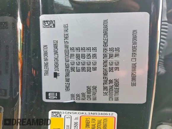 ✅ 2022 Chevrolet Suburban High Country • VIN: 1GNSKGKL1NR340612 • Lot: 98993225. Wystawiony na Copart z przebiegiem 68 622 mil. Bezpłatny archiwum sprzedaży aukcyjnych z USA i szczegółowy raport historii pojazdu na DreamBid. Zdjęcie 13.