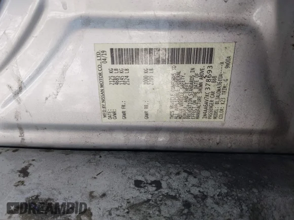 ✅ 2019 Nissan Maxima Platinum • VIN: 1N4AA6AV7KC378693 • Lot: 44179577. Wystawiony na IAAI z przebiegiem 129 411 mil. Bezpłatny archiwum sprzedaży aukcyjnych z USA i szczegółowy raport historii pojazdu na DreamBid. Zdjęcie 9.