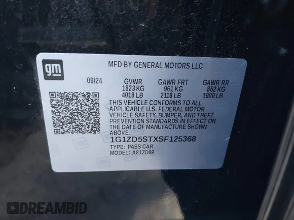 ✅ 2025 Chevrolet Malibu LT • VIN: 1G1ZD5STXSF125368 • Lot: 44261466. Wystawiony na IAAI z przebiegiem 29 312 mil. Bezpłatny archiwum sprzedaży aukcyjnych z USA i szczegółowy raport historii pojazdu na DreamBid. Zdjęcie 9.