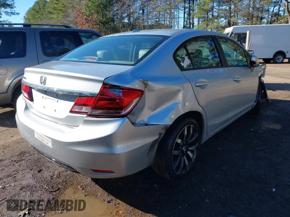 ✅ 2015 Honda Civic EX-L • VIN: 2HGFB2F9XFH546588 • Lot: 44120652. Listed on IAAI with 54,890 mi. Free auction sales archive from the USA and detailed vehicle history report at DreamBid. Image 4.