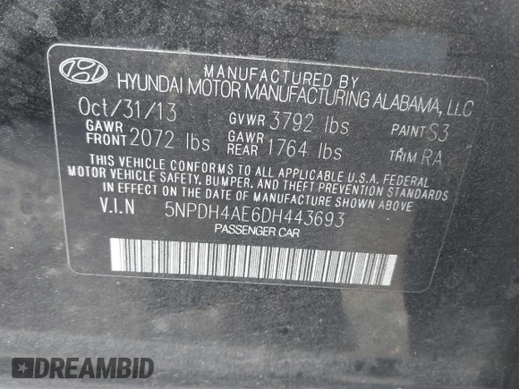 ✅ 2013 Hyundai Elantra GLS • VIN: 5NPDH4AE6DH443693 • Lot: 44400833. Wystawiony na IAAI z przebiegiem 164 802 mil. Bezpłatny archiwum sprzedaży aukcyjnych z USA i szczegółowy raport historii pojazdu na DreamBid. Zdjęcie 9.