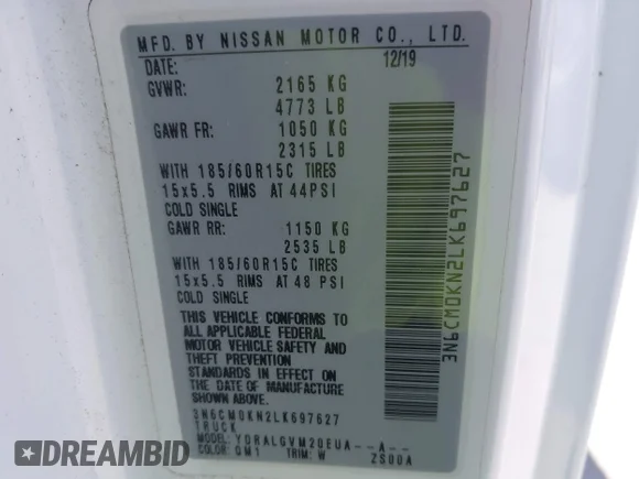 ✅ 2020 Nissan NV200 SV • VIN: 3N6CM0KN2LK697627 • Lot: 43687210. Wystawiony na IAAI z przebiegiem Nie podano. Bezpłatny archiwum sprzedaży aukcyjnych z USA i szczegółowy raport historii pojazdu na DreamBid. Zdjęcie 9.