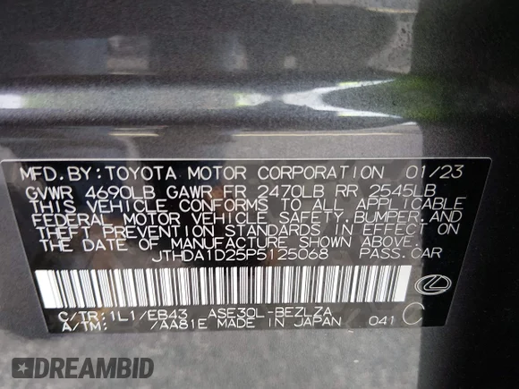 ✅ 2023 Lexus IS 300 • VIN: JTHDA1D25P5125068 • Лот: 45216352. Опубліковано раніше на IAAI з пробігом 48 449 миль. Безкоштовний доступ до архіву аукціонних продажів зі США та докладний звіт про історію автомобіля на DreamBid. Зображення 9.