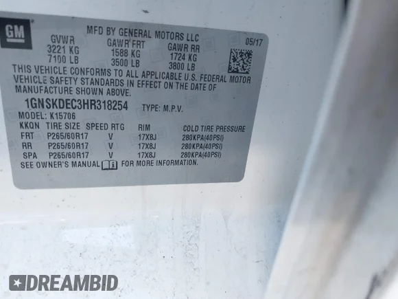 ✅ 2017 Chevrolet Tahoe Commercial • VIN: 1GNSKDEC3HR318254 • Lot: 44300885. Wystawiony na IAAI z przebiegiem 142 003 mil. Bezpłatny archiwum sprzedaży aukcyjnych z USA i szczegółowy raport historii pojazdu na DreamBid. Zdjęcie 9.