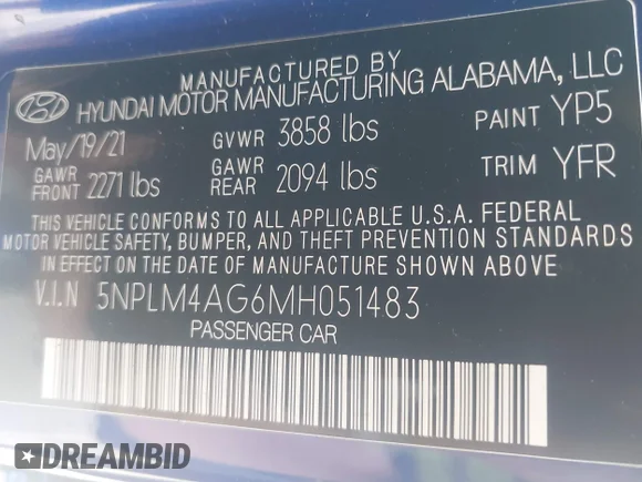 ✅ 2021 Hyundai Elantra SEL • VIN: 5NPLM4AG6MH051483 • Lot: 45142798. Wystawiony na IAAI z przebiegiem 55 022 mil. Bezpłatny archiwum sprzedaży aukcyjnych z USA i szczegółowy raport historii pojazdu na DreamBid. Zdjęcie 9.