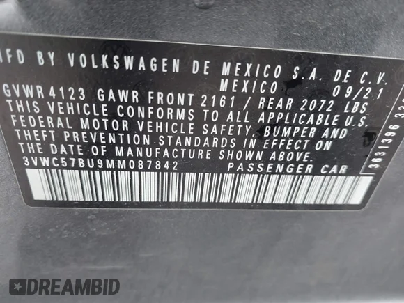 ✅ 2021 Volkswagen Jetta S • VIN: 3VWC57BU9MM087842 • Lot: 44404886. Wystawiony na IAAI z przebiegiem 34 932 mil. Bezpłatny archiwum sprzedaży aukcyjnych z USA i szczegółowy raport historii pojazdu na DreamBid. Zdjęcie 9.