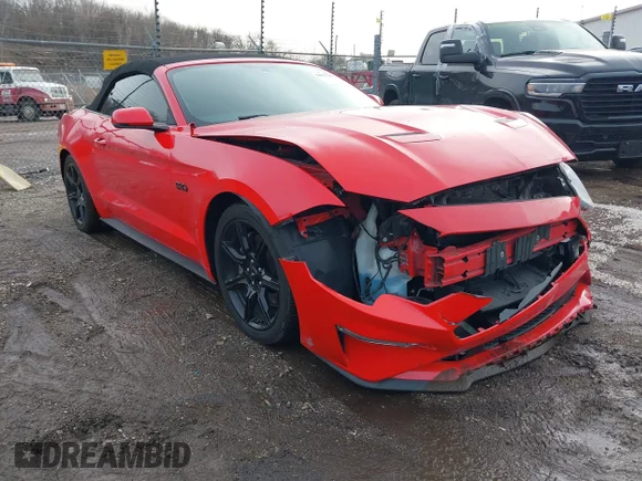 ✅ 2018 Ford Mustang GT Premium • VIN: 1FATP8FF1J5106065 • Lot: 44015281. Listed on IAAI with 64,363 mi. Free auction sales archive from the USA and detailed vehicle history report at DreamBid. Image 1.