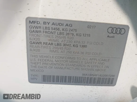 ✅ 2018 Audi Q5 Premium Plus • VIN: WA1BNAFY6J2007290 • Лот: 44936834. Опубликован ранее на IAAI с пробегом 109 139 миль. Бесплатный доступ к архиву аукционных продаж из США и подробный отчёт об истории автомобиля на DreamBid. Изображение 9.