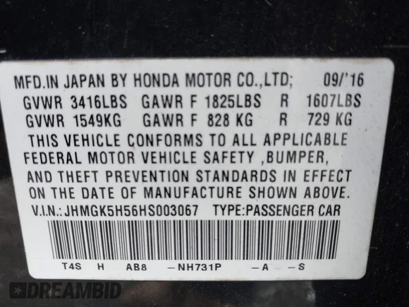 ✅ 2017 Honda Fit LX • VIN: JHMGK5H56HS003067 • Lot: 44957444. Listed on IAAI with 138,004 mi. Free auction sales archive from the USA and detailed vehicle history report at DreamBid. Image 9.