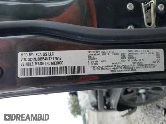 ✅ 2022 Jeep Compass Latitude • VIN: 3C4NJDBB4NT217649 • Лот: 66460804. Опубликован ранее на Copart с пробегом 24 541 миль. Бесплатный доступ к архиву аукционных продаж из США и подробный отчёт об истории автомобиля на DreamBid. Изображение 15.