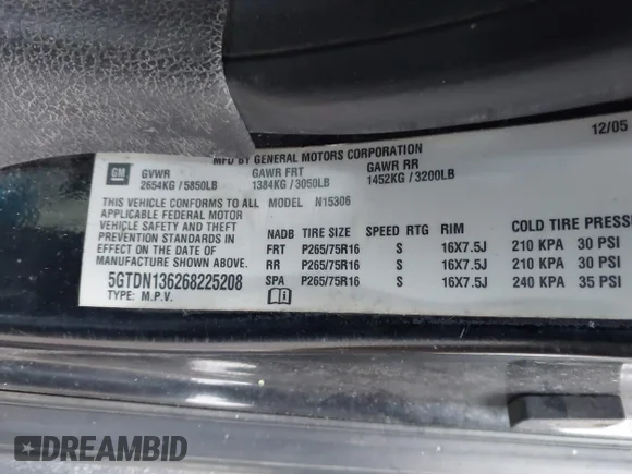 ✅ 2006 Hummer H3 • VIN: 5GTDN136268225208 • Лот: 44357444. Опубліковано раніше на IAAI з пробігом 130 337 миль. Безкоштовний доступ до архіву аукціонних продажів зі США та докладний звіт про історію автомобіля на DreamBid. Зображення 9.