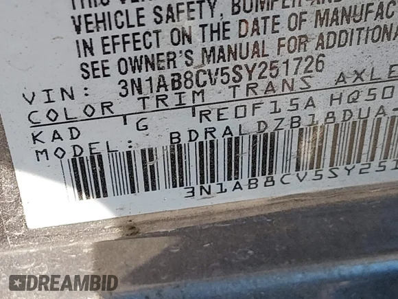 ✅ 2025 Nissan Sentra SV • VIN: 3N1AB8CV5SY251726 • Lot: 44119094. Wystawiony na IAAI z przebiegiem 11 378 mil. Bezpłatny archiwum sprzedaży aukcyjnych z USA i szczegółowy raport historii pojazdu na DreamBid. Zdjęcie 9.