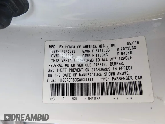 ✅ 2016 Honda Accord EX-L • VIN: 1HGCR3F83GA030844 • Lot: 45343721. Wystawiony na IAAI z przebiegiem 140 487 mil. Bezpłatny archiwum sprzedaży aukcyjnych z USA i szczegółowy raport historii pojazdu na DreamBid. Zdjęcie 9.