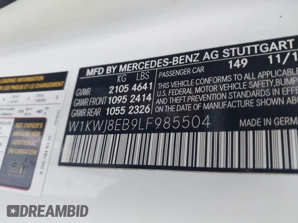 ✅ 2020 Mercedes-Benz C 300 • VIN: W1KWJ8EB9LF985504 • Lot: 43325727. Wystawiony na IAAI z przebiegiem 74 935 mil. Bezpłatny archiwum sprzedaży aukcyjnych z USA i szczegółowy raport historii pojazdu na DreamBid. Zdjęcie 9.