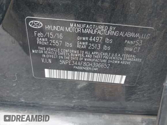 ✅ 2016 Hyundai Sonata Sport • VIN: 5NPE34AF8GH396652 • Lot: 44821118. Wystawiony na IAAI z przebiegiem Nie podano. Bezpłatny archiwum sprzedaży aukcyjnych z USA i szczegółowy raport historii pojazdu na DreamBid. Zdjęcie 9.