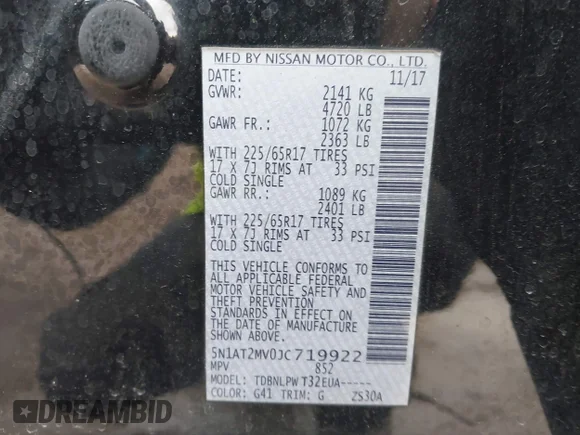 ✅ 2018 Nissan Rogue S • VIN: 5N1AT2MV0JC719922 • Лот: 43990022. Опубликован ранее на IAAI с пробегом 137 048 миль. Бесплатный доступ к архиву аукционных продаж из США и подробный отчёт об истории автомобиля на DreamBid. Изображение 9.