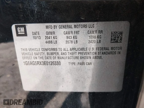 ✅ 2014 Cadillac ATS Standard AWD • VIN: 1G6AG5RX3E0126330 • Лот: 45363510. Опубликован ранее на IAAI с пробегом 56 922 миль. Бесплатный доступ к архиву аукционных продаж из США и подробный отчёт об истории автомобиля на DreamBid. Изображение 9.