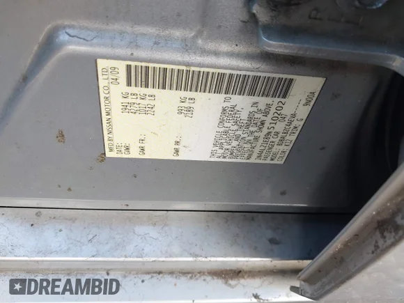 ✅ 2009 Nissan Altima S • VIN: 1N4AL21E89N510202 • Lot: 42479805. Wystawiony na IAAI z przebiegiem Nie podano. Bezpłatny archiwum sprzedaży aukcyjnych z USA i szczegółowy raport historii pojazdu na DreamBid. Zdjęcie 9.