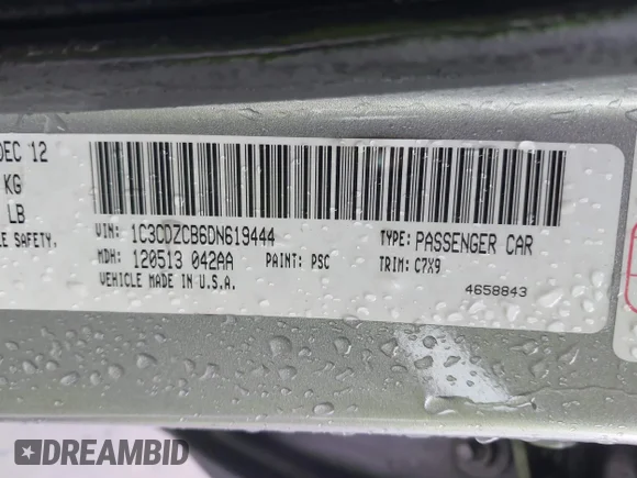 ✅ 2013 Dodge Avenger SXT • VIN: 1C3CDZCB6DN619444 • Lot: 43977904. Listed on IAAI with 200,826 mi. Free auction sales archive from the USA and detailed vehicle history report at DreamBid. Image 9.